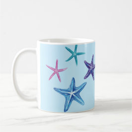 Farbenfroher Starfish (blau, Lila, rosa, türkis) Kaffeetasse