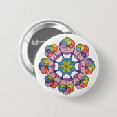 Farbenfroher Stift Gezeichnet Geometric Mandala Sp Button (Vorne & Hinten)