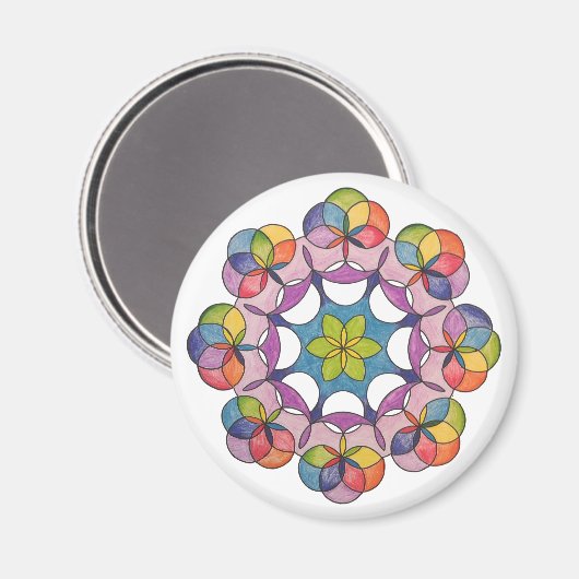 Farbenfroher Stift Gezeichnet Geometric Mandala Sp Magnet (Vorderseite/Rückseite)