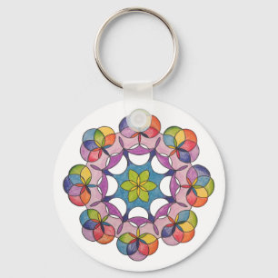 Farbenfroher Stift Gezeichnet Geometric Mandala Sp Schlüsselanhänger