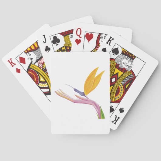 Farbenfroher, stilisierter Vogel des Paradieses Spielkarten (Rückseite)