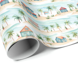 Farbenfroher Strand Wasserfarbe tropisch Geschenkpapier