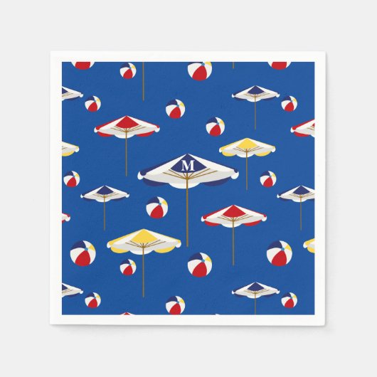 Farbenfroher Strandschirm und Beach Ball Custom Serviette (Vorderseite)