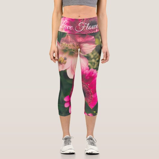Farbenfroher Strauß von Blume Capri Leggings (Vorderseite)