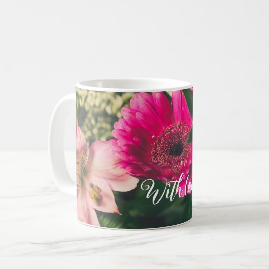 Farbenfroher Strauß von Blume Kaffeetasse (Vorderseite Links)