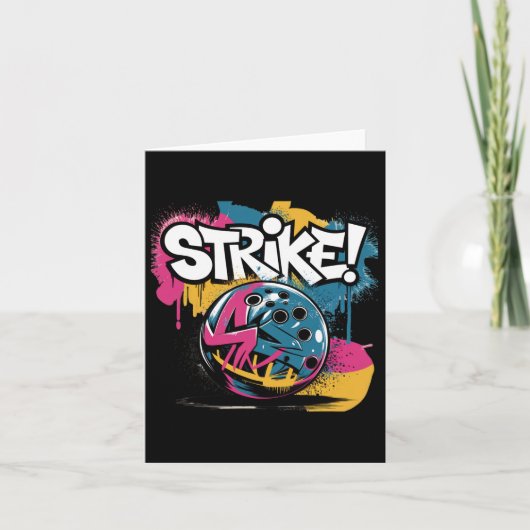 Farbenfroher Strike Bowling Ll Karte (Vorderseite)