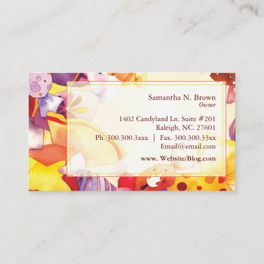 Farbenfroher Süßwarenladen Visitenkarte (Rückseite)