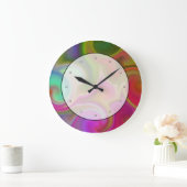Farbenfroher Swirl Abstrakt. Große Wanduhr (Zuhause)