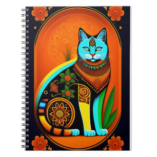 Farbenfroher Tag der Toten Katze Kunst Notizblock