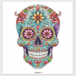 Farbenfroher Tag des toten Zuckerschädels groß Aufkleber