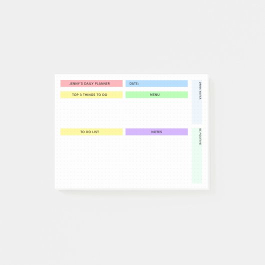 Farbenfroher Tagesplaner Post-it Klebezettel (Vorderseite)