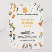 Farbenfroher Tanz und niedlicher Geburtstag Einladung (Vorne/Hinten)