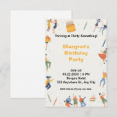 Farbenfroher Tanz und niedlicher Geburtstag Einladung (Vorne/Hinten)