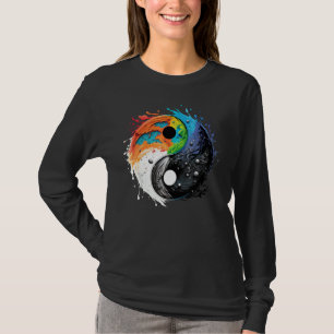 Farbenfroher Taoismus Yin Yang Spritzer auf Zen Ta T-Shirt