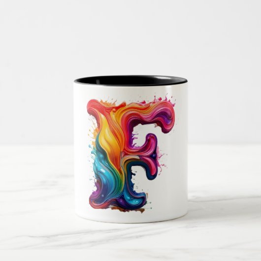 Farbenfroher Tasse mit Buchstabe "F" in flüssiger (Mittel)