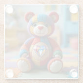 Farbenfroher Teddybär Glasuntersetzer (Rückseite)