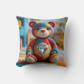 Farbenfroher Teddybär Kissen (Vorderseite)