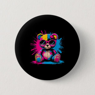 Farbenfroher Teddybär mit Stühlen Button