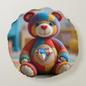 Farbenfroher Teddybär Rundes Kissen (Rückseite)