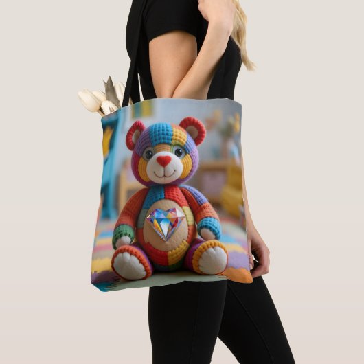 Farbenfroher Teddybär Tasche (Von Nahem)