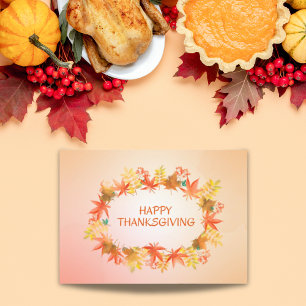Farbenfroher Thanksgiving-Kranz Einfache Begrüßung Feiertagskarte