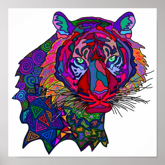 Farbenfroher Tigerdruck Poster (Vorne)