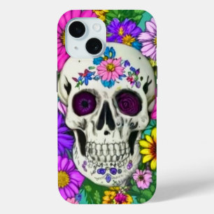 farbenfroher Totenkopf mit Blumen Case-Mate iPhone Hülle