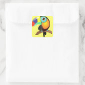 Farbenfroher Toucan auf Gelb Quadratischer Aufkleber (Tasche)