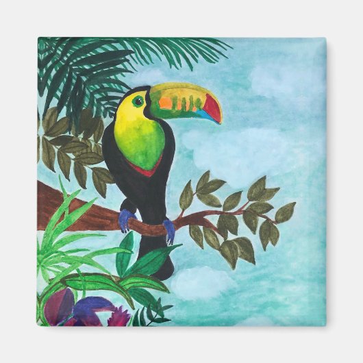 Farbenfroher Toucan Tropenwald Magnet (Vorne)