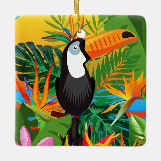 Farbenfroher Toucan Tropischer Dschungel Keramikornament (Vorderseite)
