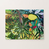 Farbenfroher Toucan und Blume. Jigsaw Puzzle (Horizontal)