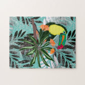 Farbenfroher Toucan und Blume. Puzzle (Horizontal)