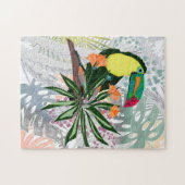 Farbenfroher Toucan und Blume. Puzzle (Horizontal)