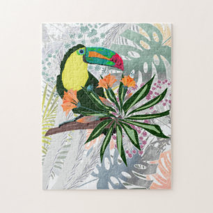 Farbenfroher Toucan und Blume. Puzzle