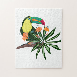 Farbenfroher Toucan und Blume. Puzzle