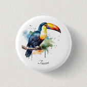 farbenfroher Toukan, der auf einem Ast sitzt Button (Vorderseite)