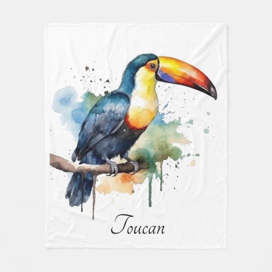 farbenfroher Toukan, der auf einem Ast sitzt Fleecedecke (Vorderseite)