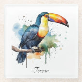 farbenfroher Toukan, der auf einem Ast sitzt Glasuntersetzer (Vorderseite)