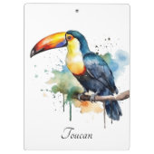 farbenfroher Toukan, der auf einem Ast sitzt Klemmbrett (Rückseite)