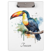 farbenfroher Toukan, der auf einem Ast sitzt Klemmbrett (Vorderseite)