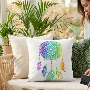 Farbenfroher Traumfänger Sommer Boho Mandala Kissen