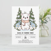 Farbenfroher, traumhafter Polar-Bär Digitaler Gebu Einladung (Stehend Vorderseite)