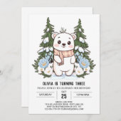 Farbenfroher, traumhafter Polar-Bär Digitaler Gebu Einladung (Vorne/Hinten)