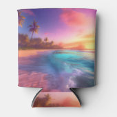Farbenfroher Traumstrand Dosenkühler (Vorderseite)