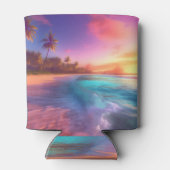 Farbenfroher Traumstrand Dosenkühler (Rückseite)