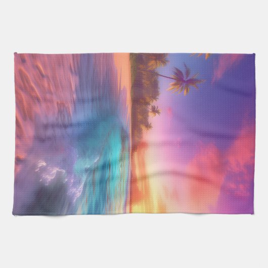 Farbenfroher Traumstrand Geschirrtuch (Horizontal)