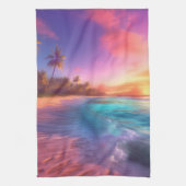 Farbenfroher Traumstrand Geschirrtuch (Vertikal)