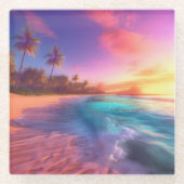 Farbenfroher Traumstrand Glasuntersetzer (Vorderseite)