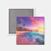 Farbenfroher Traumstrand Magnet (Vorderseite/Rückseite)