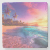 Farbenfroher Traumstrand Steinuntersetzer (Vorderseite)